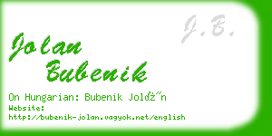 jolan bubenik business card